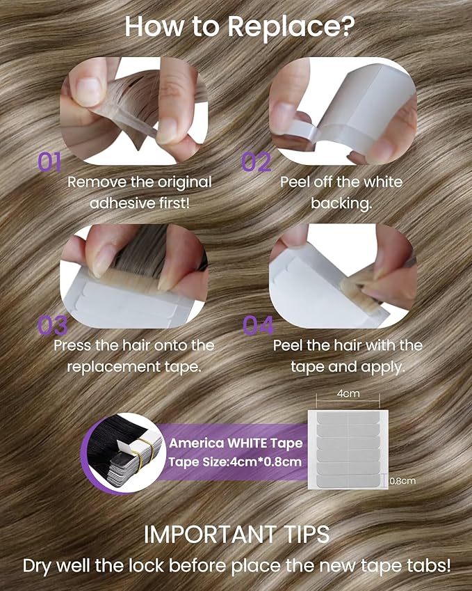 LaaVoo Tape in Hair Extensions Balayage Tape in Extensions Ash Brown to Blonde Mix Platinum Blonde Hair Extension Tape on Seamless 20 Inch 40pcs 100g