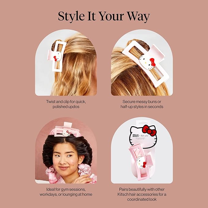 Hello Kitty x Kitsch Hair Clips for Women - Durable, Strong Hold All Day, Cute Jumbo Claw Clips for Thick Hair, Hello Kitty Stuff for Girls | Ideal Gifts for Women - 1 Pc