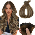 Full Shine Human Hair Tape in Extensions Ombre Hair Extensions 20PCS Tape ins 50G 22INCH Color Medium Brown to Blonde and Medium Brown Seamless Women Soft Remy Hair Extensions No Glue No Clips