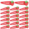 Sibba Strawberry Hair Clip 20 PCS Red Metal Snap Fruit Hair Clips Head Barrettes Fruit Bow Clips Strawberries Head Ring Tie Cute Strawberry Accessories for Girls Women Teens Gifts (2.05×0.73in)