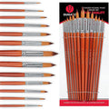 DUGATO Professional Artist Round Paint Brush Set (13pc) - Long Handle Round Pointed Tip, Anti-Shedding Nylon for Watercolor, Acrylic, Oil, Gouache, Ink & Tempera