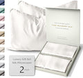 SUNDAYSILKS™ Silk Pillow Cases 2 PACK | 22 Momme Mulberry Silk Pillowcase Set of 2 | Standard Queen, King Size | All Sides 100% Pure Silk Slip Pillowcases Bliss for Couples with Zipper, 6A [Off White]
