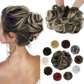 Messy Bun Hair Piece Wavy Curly Scrunchies Fluffy Donut Thick Updo Elegant Chignon Hairpieces for Women Girls, Dark Brown Mix Ash Blonde 1.4oz