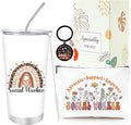 Keluna Social Worker Gifts for Women - Thank You Appreciation Gifts for Social Worker, Keychain Makeup Bag Tumber Mug Set