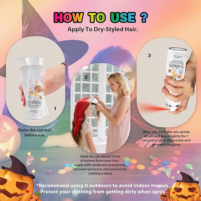 Red Temporary Hair Color Spray for Kids, Silver Instant Colored Hair Dye Alternative for Boys Girls Teens Men Women, Quick Styling for Party Christmas Halloween, Disposable Washable, 150ml