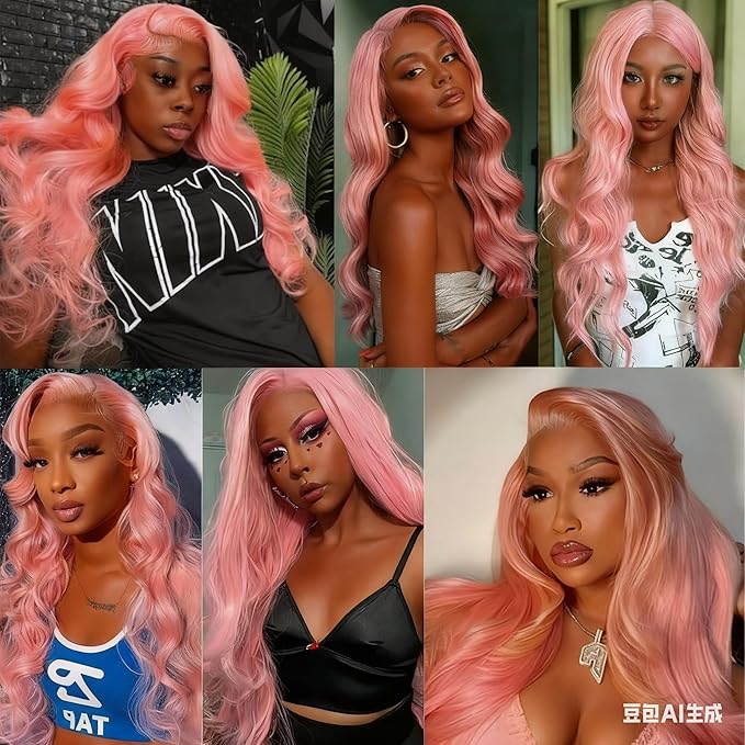 30 30 30 Inch Light Pink Bundles Human Hair Pink Body Wave Bundles Niegmeag Hair Brazilian Grade 8A Virgin Hair Extensions Double Weft Real Hair Weave