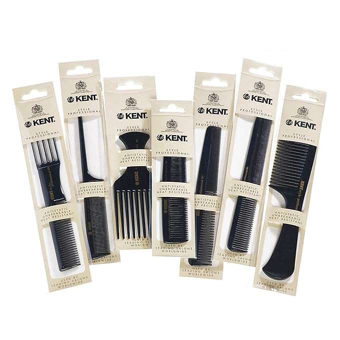 Kent SPC82 Fine Tooth Salon-Style Dressing Comb - Professional Barber Haircut Comb for Styling and Teasing - Quality Barber Supplies - Saw-cut Handmade in England