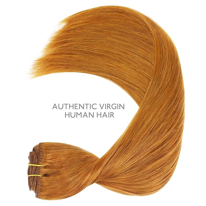 WENNALIFE Clip in Hair Extensions Real Human Hair, 16 Inch 150g 9pcs Human Hair Extensions Clip In, Auburn Ginger Hair Extensions Clip In Real Hair Coloured Remy Human Hair Extensions