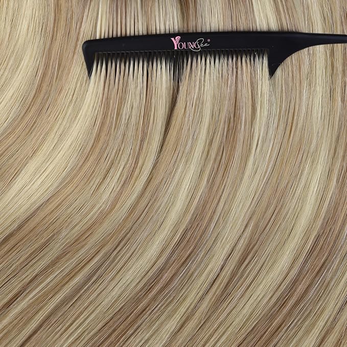 YoungSee Human Hair Tape in Extensions Highlight Blonde Tape ins Hair Extension Golden Blonde Mix Light Blonde Highlight Hair Extensions Real Human Hair Tapes Invisible Natural Looking 14 In 20pcs 50g