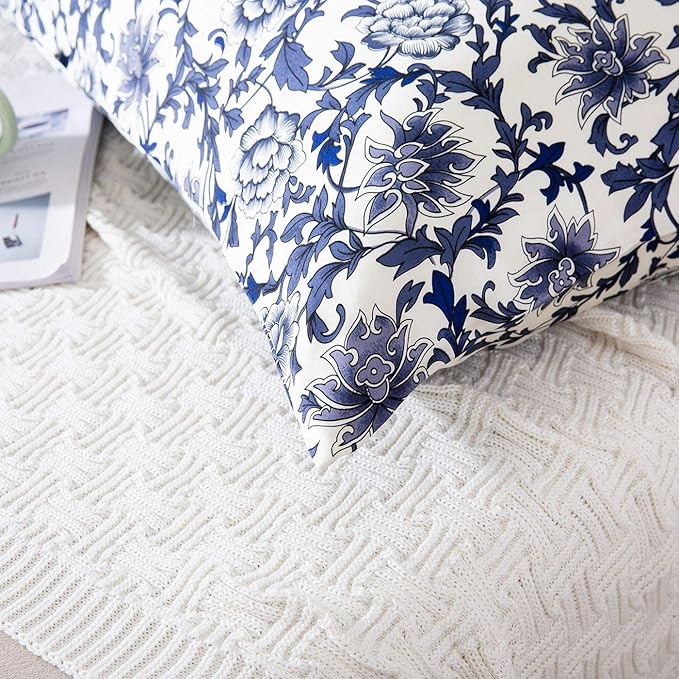 SLPBABY Silk Pillowcase for Hair and Skin with Hidden Zipper Print (Queen, Pattern13)