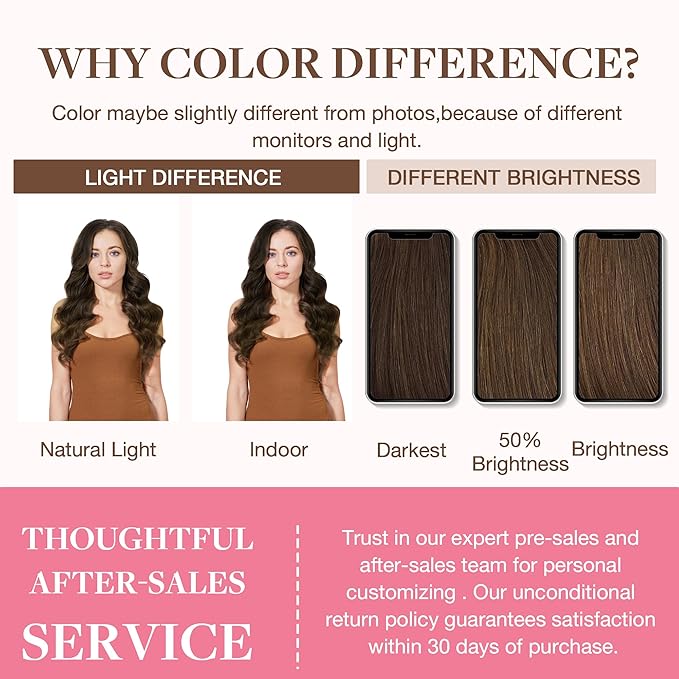 GOO GOO Clip in Hair Extensions Real Human Hair, Remy Human Hair Extensions Clip ins for Women, Natural Human Hair, 20inch 130g 7Pcs, #4A Chocolate Brown
