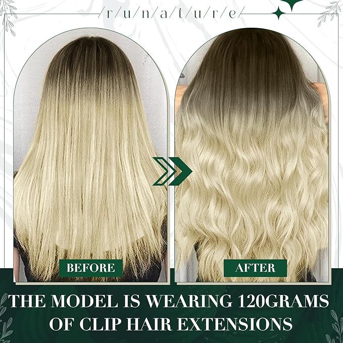 RUNATURE Balayage Clip in Hair Extensions Ombre Brown to Blonde 16 Inch 50g 3pcs Real Hair Extensions Clip in Human Hair for Thin Hair Double Weft Remy Natural Hair