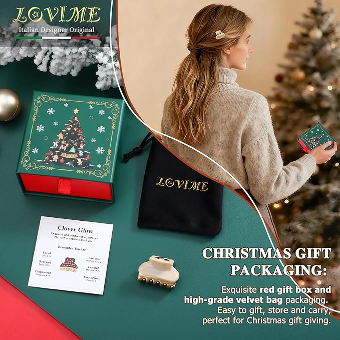 2026 Premium Durable Hair Claw Clip for Women, Original Italian Designed Strong Grip Hair Bang Clips for Thin Hair, No Slip Jaw Clips with Gift Box for Christmas Birthday Girls, 1.2" Beige Minimal