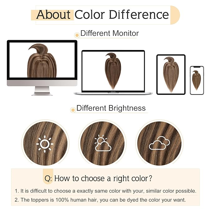 SEGO Hair Toppers for Women Real Human Hair With Bangs, 7 * 13CM Silk Base 100% Remy Human Hair Clip in Top Wiglet Hairpieces Add Volume -10 Inch 4P27 Medium Brown&Dark Blonde