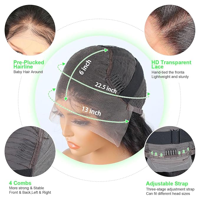 13x6 HD Transparent Deep Wave Lace Front Wigs Human Hair Wig for Women 200% Density Deep Curly Human Hair Wig 24 Inch Wet and Wave Frontal Wigs Human Hair Curly Wig with Baby Hair