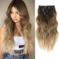 Clip in Hair Extensions for Women, 20 Inch 8PCS Long Wavy Omber Blonde Hair Extensions Clip Ins, Synthetic Soft Hairpieces for Women