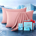 Ultra-Chill Cooling Pillowcase Set of 2 for Hot Sleepers, Softer Than Silk Pillow Cases for Protecting Hair & Skin, Breathable Bed Pillow Covers w/Zipper, Gifts for Women & Men (Pink, King)