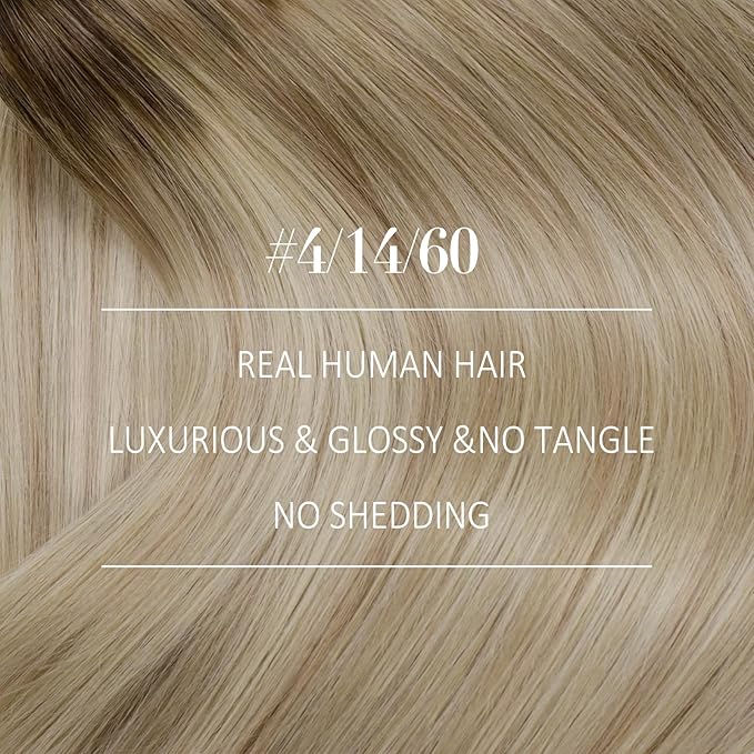 YoungSee Sew in Hair Extensions Real Human Hair 22Inch Ombre Blonde Double Weft Human Hair Extension Brown Roots to Gold Blond Mix Platinum Blonde Hair Extensions Sew in for Long Hair 100G