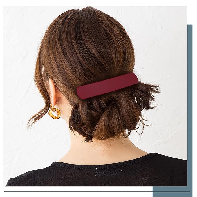 12PCS Hair Barrettes for Women, 6 Colors Thick Medium Hair Barrette Clips, Flat Hair Pins Strong Hold Vintage Hair Clips, French Hair Barrette Clip for Women Girls