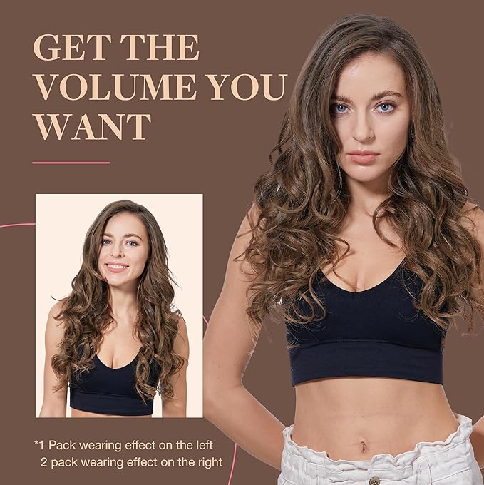 GOO GOO Clip in Hair Extensions Real Human Hair, Remy Human Hair Extensions Clip ins for Women, Natural Human Hair, 18inch 120g 7Pcs, 4A Chocolate Brown