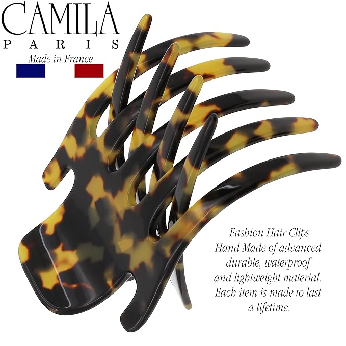 Camila Paris CP3472 French Hair Clip for Women, Hand-Made Hair Side Clips, 3 inch Girls Hair Claw Clips Jaw Fashion Durable Styling Hair Accessories for Women, Strong Hold No Slip Grip, Made in France
