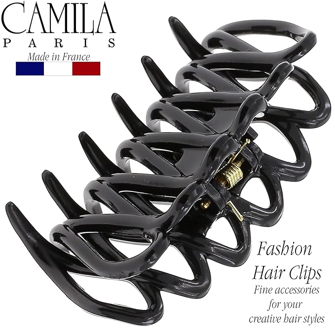 Camila Paris CP3522 French Small Hair Clips for Women Thick Hair for Long Curly Wavy Hair, Girls Hair Claw Clip, Durable Styling Big Claw Clip for Thick Hair, Strong Hold No Slip Grip, Made in France