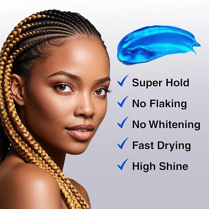 KOOL Braiding Gel Maximum Hold for LOC & Twist - No Flaking, No Whitening, Fast Drying, High Shine, Cool & Refreshing, Long Lasting Hold (10 oz)