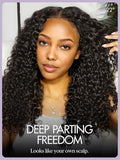 LUVME HAIR 7x6 HD Lace All-Day Comfort Wig Burmese Messy Curly PartingMax Lace Wigs Lace Front Wigs Human Hair Pre Cut Plucked Lace Frontal Glueless 20 Inches Natural Black Color