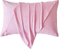 JELLYMONI 100% Natural Cotton Striped King Pillowcases Set, 2 Pack White and Thin Pink Striped Pattern Printed Pillow Covers with Envelope Closure(Pillows are not Included)