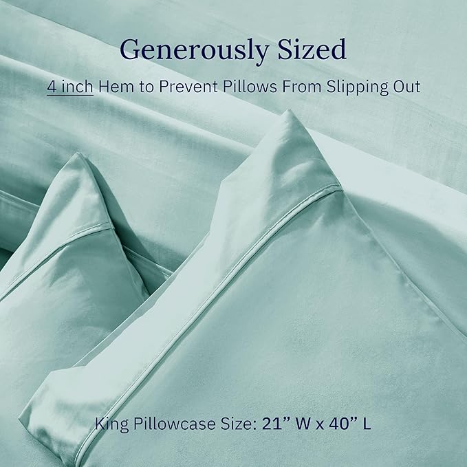 California Design Den Soft King Size Pillow Cases, 100% Cotton Set of 2, Cool & Smooth, 400 Thread Count, Sateen Pillow Cases (Teal)