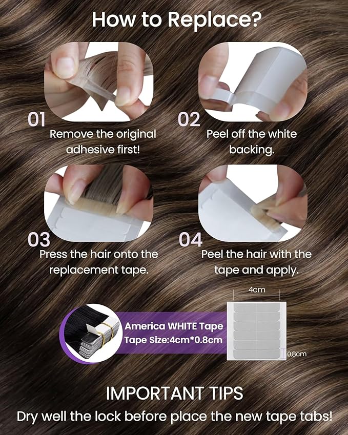 LaaVoo Tape in Extensions Human Hair Ombre Brown Tape in Extensions Human Hair Balayage Dark Brown to Light Brown Hair Extensions Tapes in Silky Straight 18 Inch 20pcs/50g