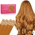 WENNALIFE Tape in Hair Extensions Human Hair, 20pcs 50g 18 inch Auburn Ginger Remy Hair Extensions Straight Human Hair Tape in Extensions Skin Weft Tape Extensions Human Hair