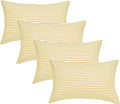 JELLYMONI 100% Natural Cotton Striped Standard Pillowcases Set, 4 Pack White and Yellow Stripes Pillow Covers with Envelope Closure(Pillows are not Included)
