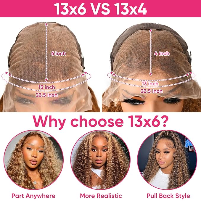 22 Inch Highlight Ombre Lace Front Wig Human Hair Deep Wave Honey Blonde 13x6 HD Lace Frontal Wigs Wet and Wavy 4/27 Colored Glueless Curly Wigs Human Hair for Women
