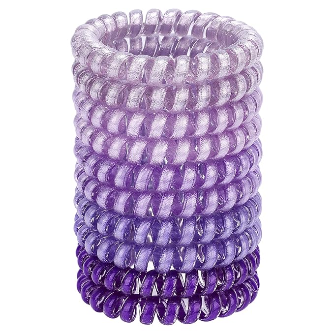 JessLab Spiral Hair Ties for Women, 10-Pack Traceless No-Damage Ponytail Holders, Coils Hair Bands for Girls, Assorted Colors