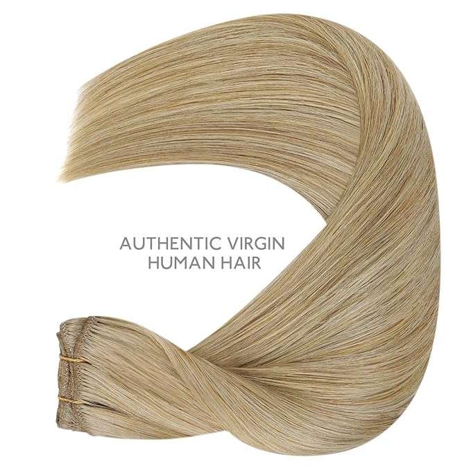 WENNALIFE Clip in Hair Extensions Real Human Hair, 14 Inch 120g 7pcs Clip in Hair Extensions Real Human Hair, Mixed Multi-tone Ash Brown Human Hair Remy Human