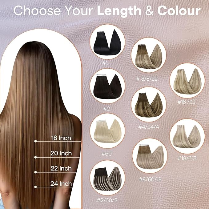 Full Shine Tape in Hair Extensions Human Hair Color 2 Dark Brown Wide Long Genius Weft Tape in Hair Extensions 18Inch One Piece Seamless Invisible Extension 50G for Women Add Volume for A Full Head