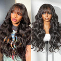 LUVME HAIR 7x6 HD Lace All-Day Comfort Wig with Bangs 200% Density Hair PartingMax Lace Wigs Loose Body Wave Lace Front Wigs Human Hair Pre Cut Plucked Lace Frontal Glueless 24 Inches