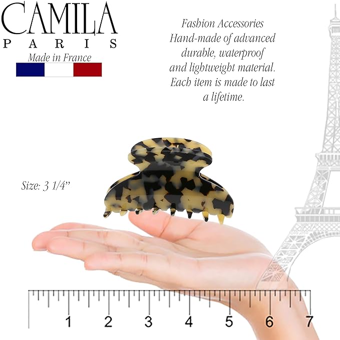 Camila Paris CP3057 French Hair Clip for Women, Ivory Tokyo, for Thick Hair for Long Curly Wavy Hair, Girls Hair Claw Clips Jaw, Styling Hair Accessories for Women, Strong Hold Grip, Made in France