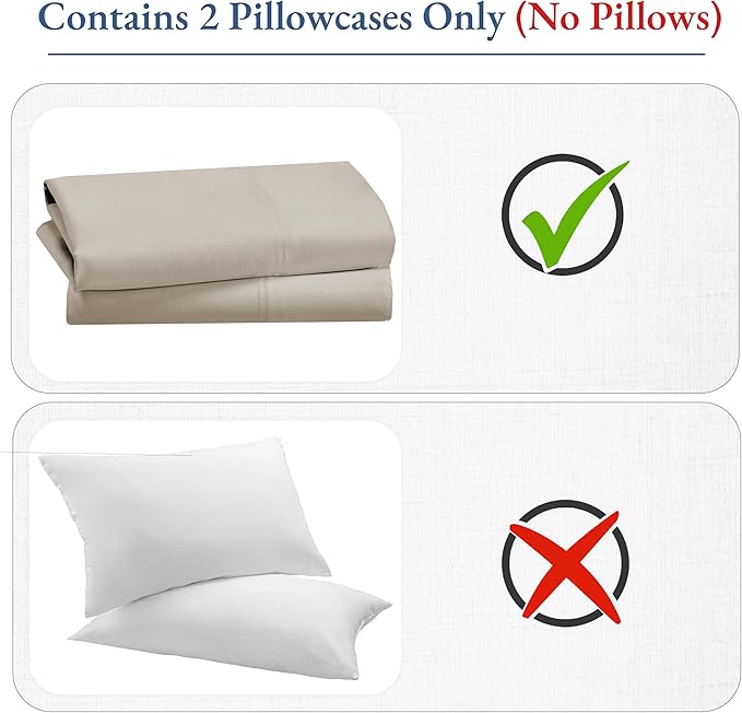 California Design Den 100% Cotton King Pillow Cases Set of 2, 800 Thread Count, Soft Pillow Cases Sateen, Fits King Size Pillows (Beige)
