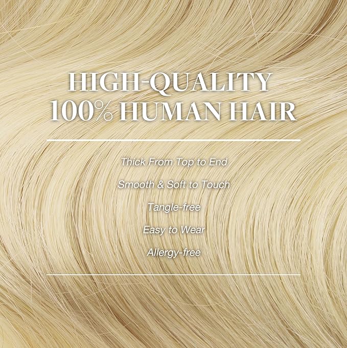 GOO GOO Clip in Hair Extensions Real Human Hair, Remy Human Hair Extensions Clip ins for Women, Natural Human Hair, 16inch 120g 7Pcs, 613R Bleach Blonde