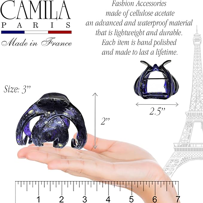 Camila Paris CP3862 French Octopus Hair Clip for Women Thick Hair and Long Curly Wavy Hair, Girls Hair Claw Clips, Styling Claw Clip for Thick Hair, Strong Hold No Slip Grip, Made in France