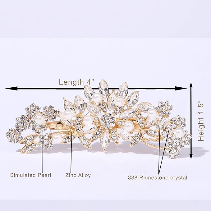 Crystal Rhinestone Pearl Hair Comb Gold Wedding Bridal Hair Pins Accessory