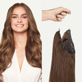 Luxy 100% Remy Human Hair – Halo Clip-In Hair Extensions –Natural Looking Volume & Length - One-Piece - Easy 5-Min Application 180 grams 20" Chestnut Brown Halo