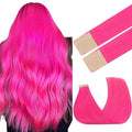 GOO GOO Tape in Hair Extensions Human Hair, Pink, 20inch 30g 10pcs, Colored Tape ins Human Hair Extensions, Silky&Soft Invisible Tape Ins, Hair Highlighted for Party