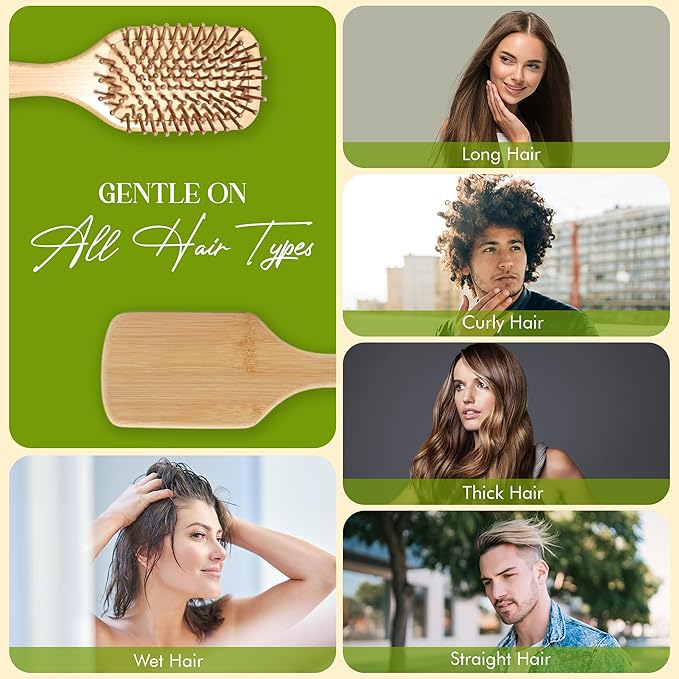 ORW OREN'S Bamboo Hair Brush for Hair Growth - Bamboo Bristle Detangler Paddle Brush, Scalp Stimulation – Natural, Sustainable Hair Care for Women, Men & Kids - Narrow