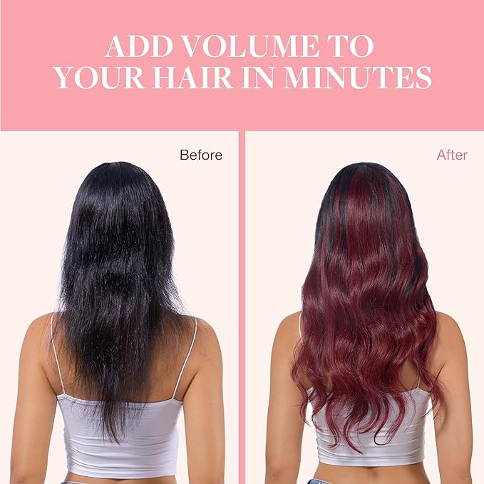 GOO GOO Clip in Hair Extensions Real Human Hair, Remy Human Hair Extensions Clip ins for Women, Natural Human Hair, 14inch 120g 7Pcs, 530 Burgundy