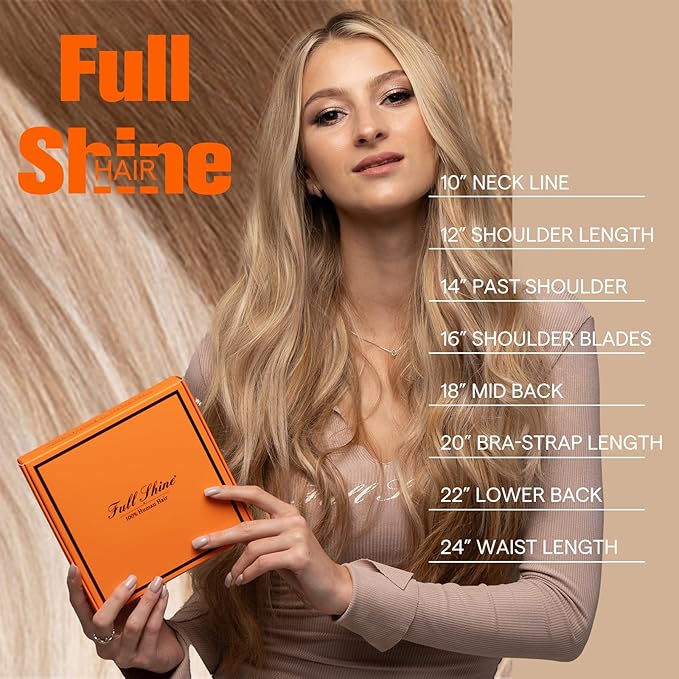 Full Shine Remy Human Hair Extensions Tape in Color Blonde Injection Human Hair Tape in Extensions Double Sided Long lasting Adhesive Brazilian Natural Skin Weft 24Inch 50G 20Pcs Add Length