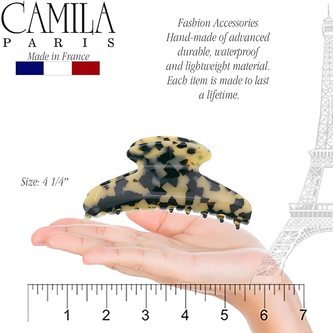 Camila Paris CP3035 French Hair Clip for Women, Handmade, Ivory Tokyo, for Thick Volume Hair, Girls Hair Claw Clips Jaw, Durable Styling Hair Accessories for Women, Strong Hold Grip, Made in France