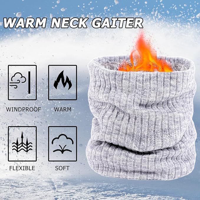 3 Pack Winter Neck Warmer & Ski Mask for Men Women Thermal Warm Fleece Face Mask Neck Gaiter Scarf Gift